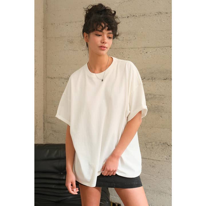 HYFVE - Wholesale T-Shirt - Women's - DZ24E437-OVERSIZED DISTRESSED COTTON T-SHIRT