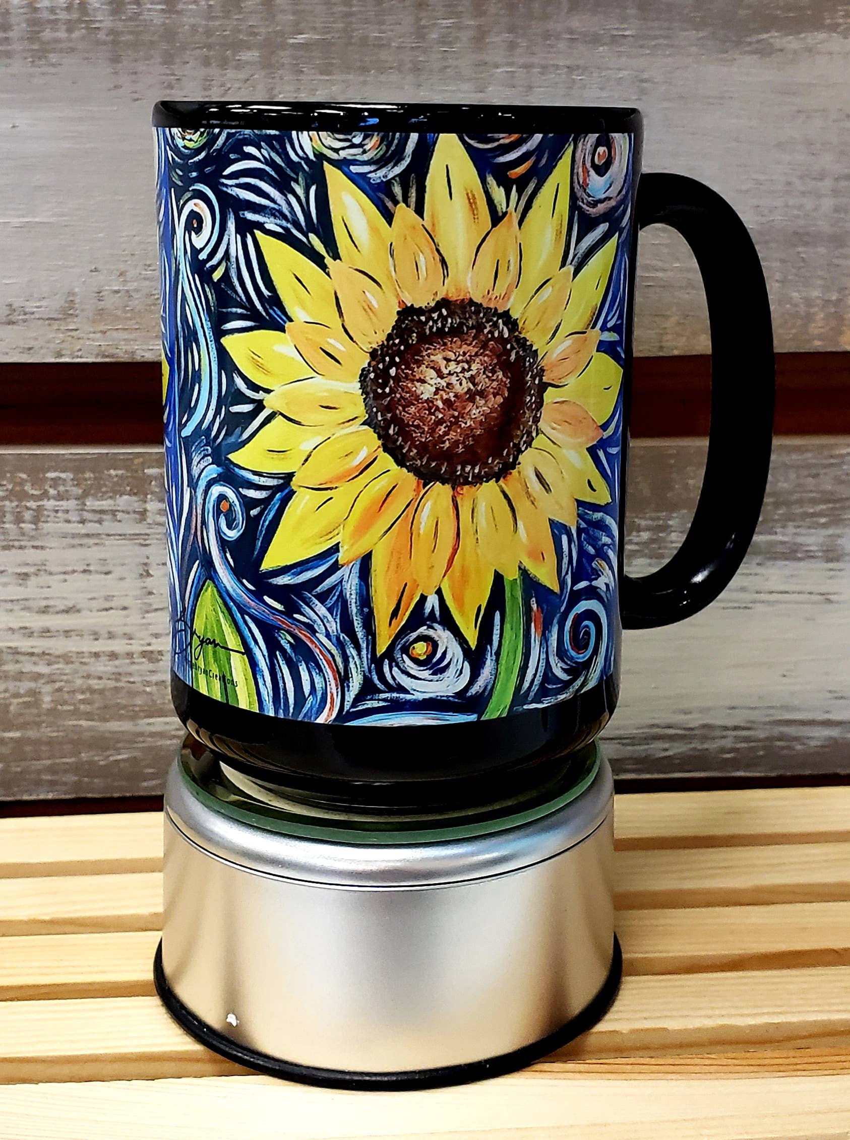 Angie Bryan Creations – Engroshandel Kaffekrus – Purlig solsikke 15 oz keramisk krus0