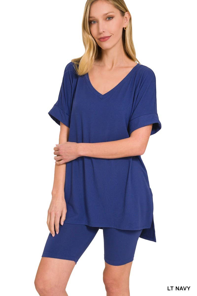 Vanilla Monkey – wholesale Top & short set (NOT loungewear) – Women’s – Brushed Dty Microfiber V-neck Top And Biker Shorts27