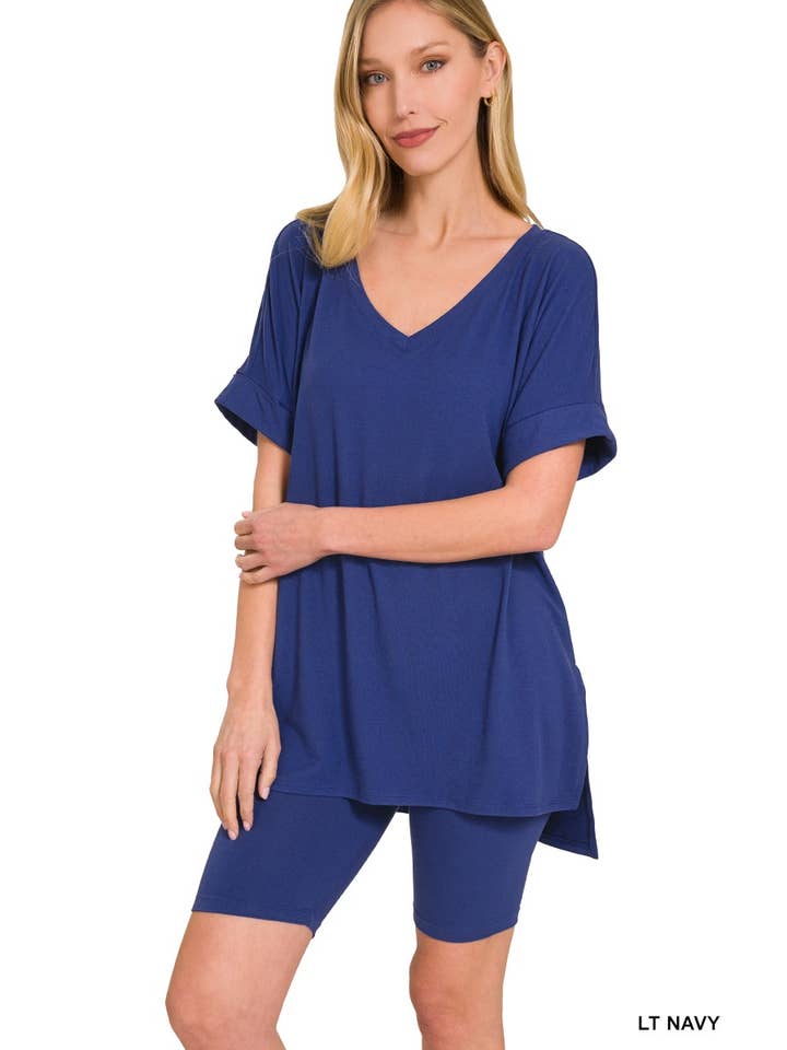 Vanilla Monkey – wholesale Top & short set (NOT loungewear) – Women’s – Brushed Dty Microfiber V-neck Top And Biker Shorts27