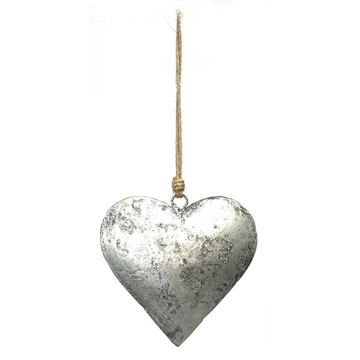Single Hanging Iron Heart - Silver 6" for wholesale by Jafsons International