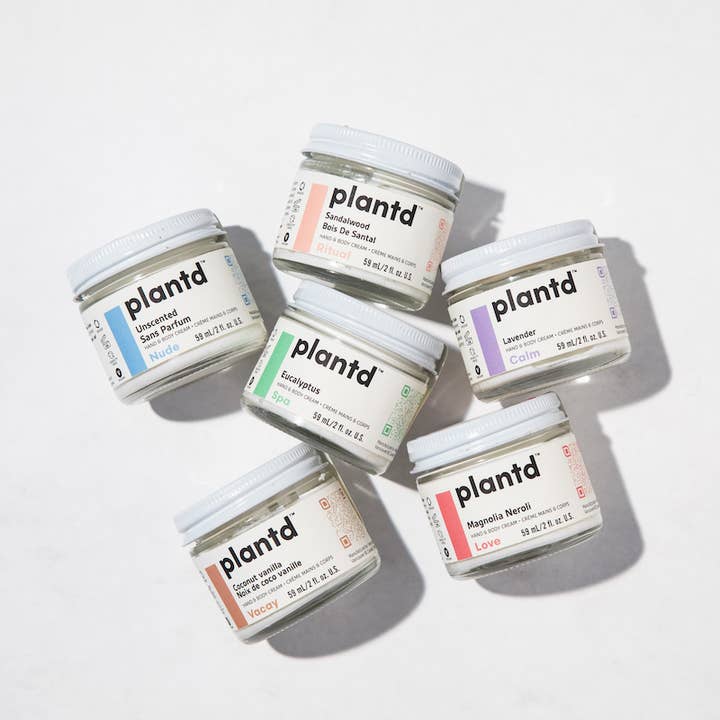 Plantd Skincare - Wholesale Bath & Body Set - hand & body cream - set of 6 minis (reusable mini 2 oz)1