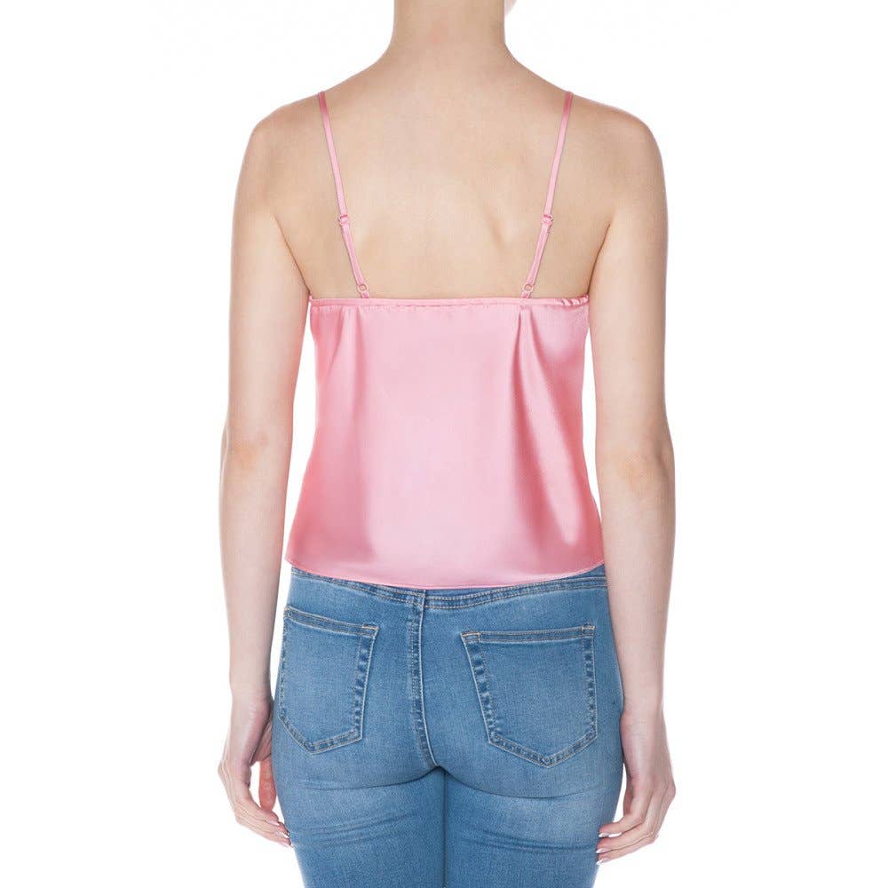 Pinkbloom - Wholesale Camisole - Women's - SATIN CAMI TOP TRIMMED WITH LACE AT FRONT BUST2