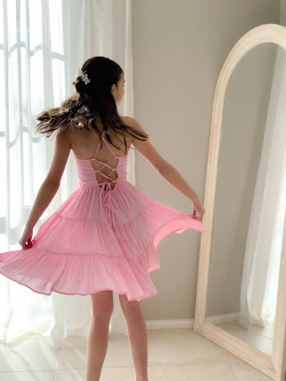 A Little Lacey - Wholesale Dress – Kids - Phoebe Chiffon Girls Dress Pink