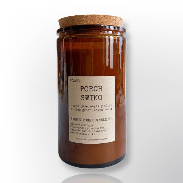 Porch Swing Soy Candle | Amber Apothecary | Large- 14.5 oz. for wholesale by Farm Kitchen Candle Co.