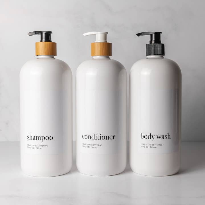 32 oz Shower Set - Shampoo, Conditioner, Body Wash for wholesale by Joie Designs Co. | Refillable Bottles