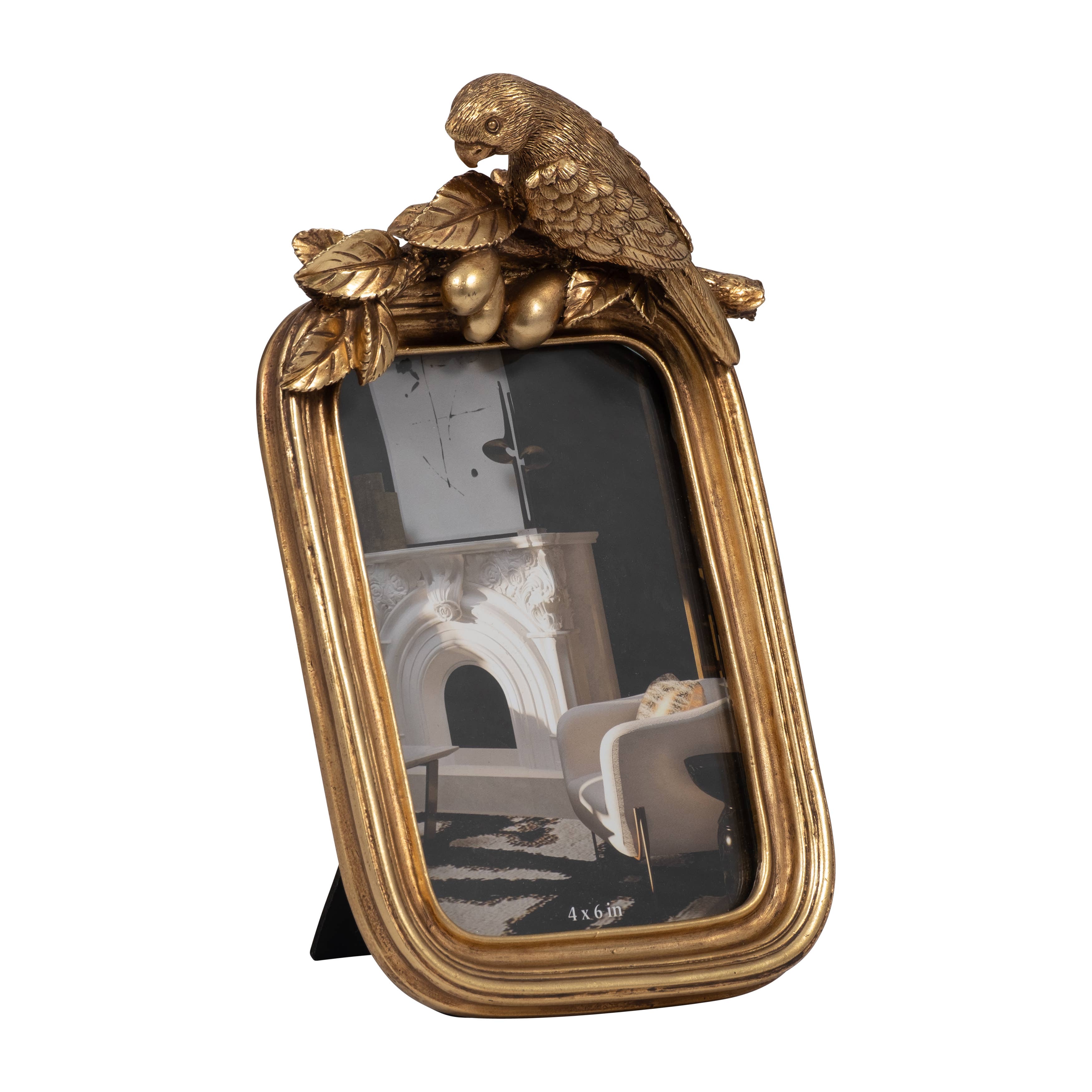 Sagebrook Home - Wholesale Picture Frame - Decorative Picture Frame - Gold Polyresin Bird, 4x6 in.6