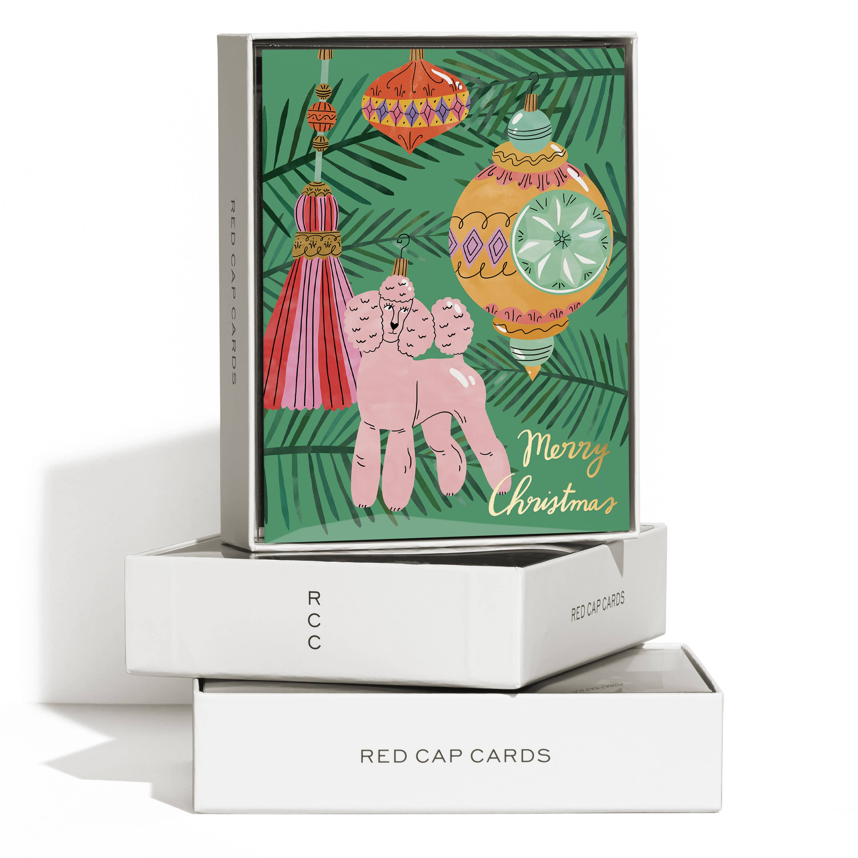 Red Cap Cards – postal de Natal por atacado – Cartão de Natal Poodle1