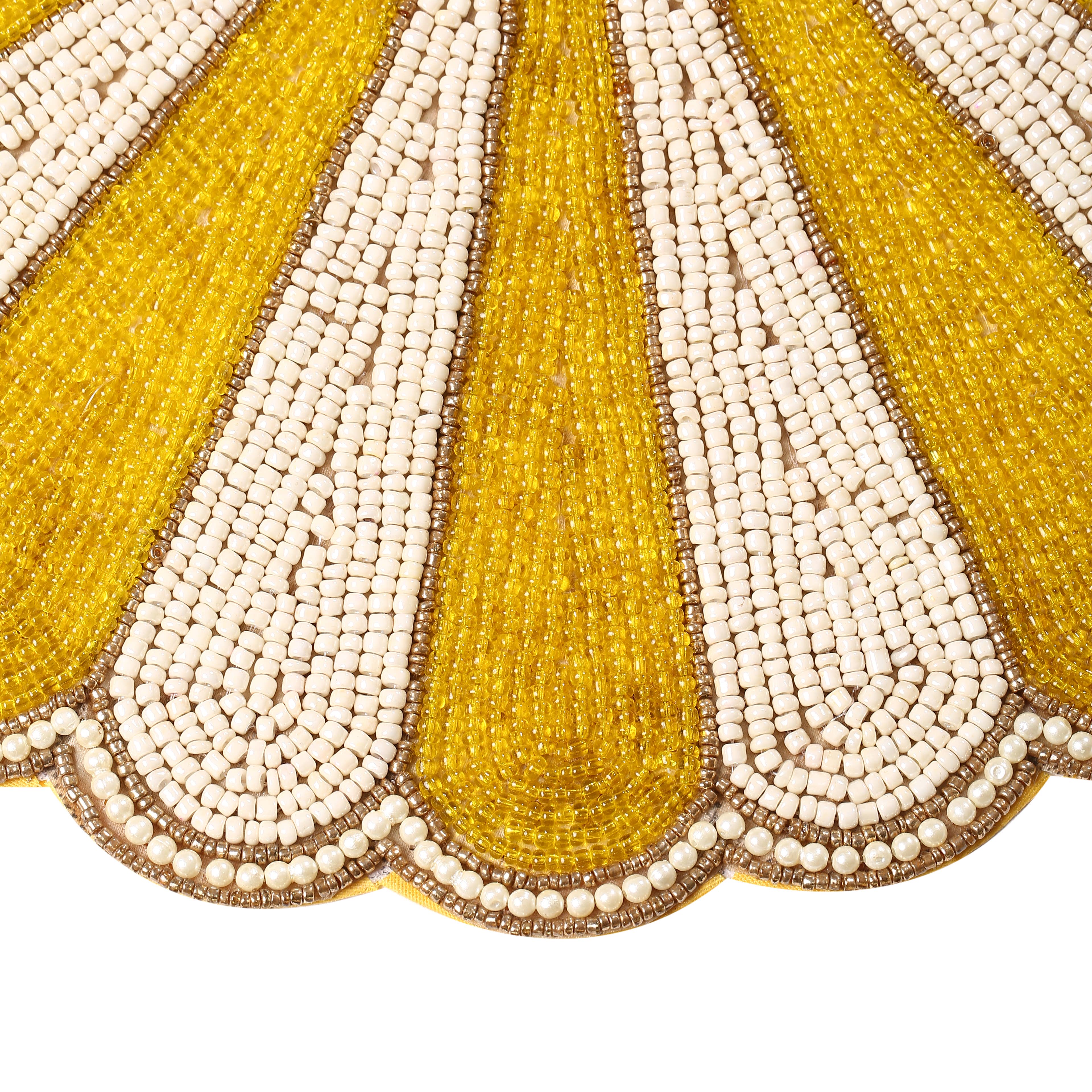 Tiramisu - Wholesale Placemat - Yellow Floral Beaded Placemat1