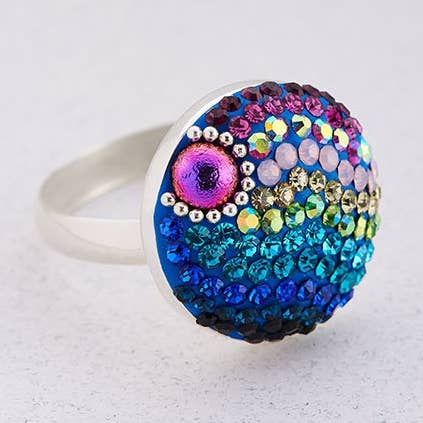 PR-8608/SCHITTERENDE MAANRING VAN KRISTAL EN ZILVER voor wholesale door Mosaico Jewels