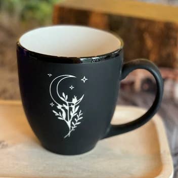MK Designs - Wholesale Coffee Mug - Celestial Wildflower Crescent Moon Ceramic Hilo Bistro Mug0