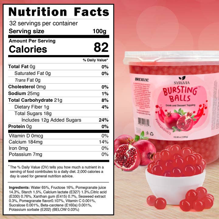 Syruvia - Wholesale Beverage Mix - 7 LB Pomegranate Flavored Popping Boba