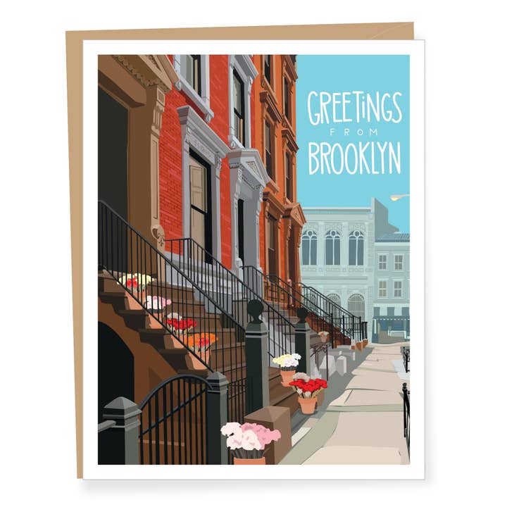 Brownstones, Greetings from Brooklyn - Everyday Card for wholesale by Apartment 2 Cards