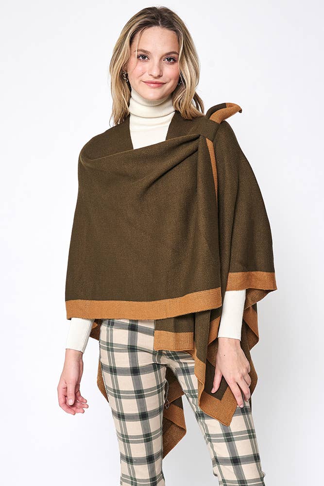 Hana - Venta al por mayor Poncho - Mujer - Ruana ribeteada con correa para el hombro2