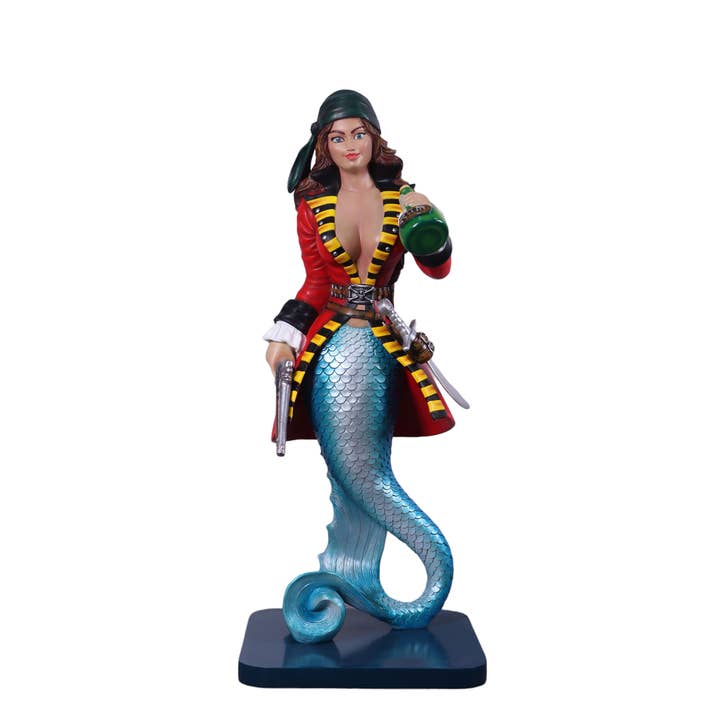 Nautical Tropical Imports - Wholesale Sculpture - Sassea The Renegade Mermaid Pirate Sculpture 5ft Tall