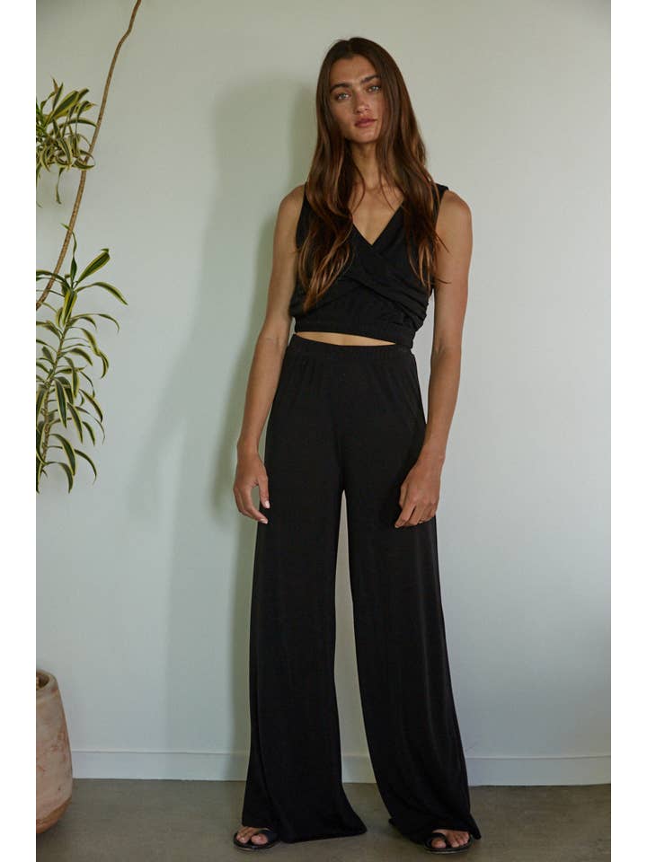 By Together - Wholesale Pants – Women's - RJ3305 | Knit Polyester Spandex High Waisted Wide Leg Pants 4