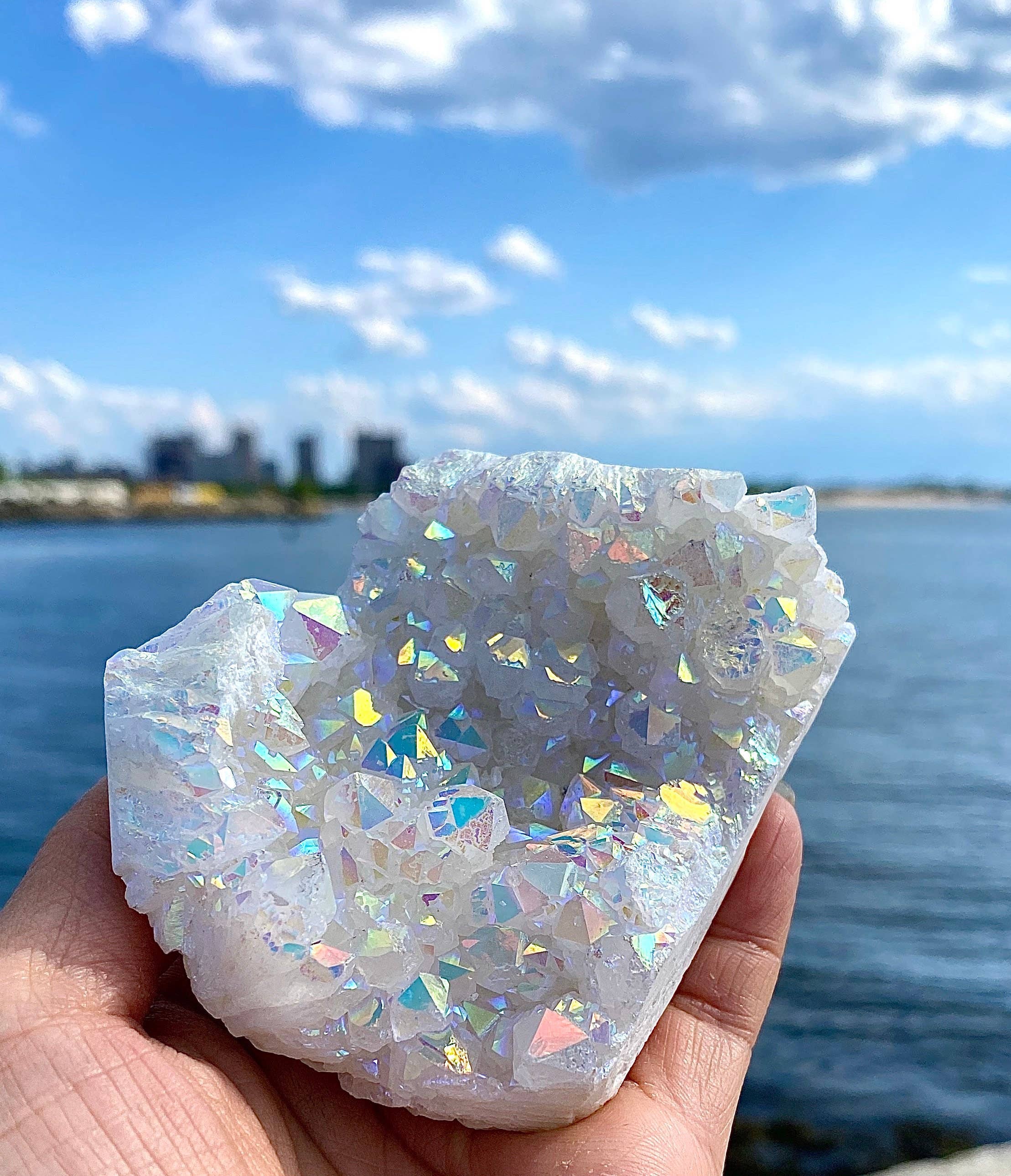 KayleeNYC - Vendita all'ingrosso Pietra/cristallo spirituale - Lotto all'ingrosso 2 libbre di cristallo grezzo a grappolo di quarzo aura angelica11