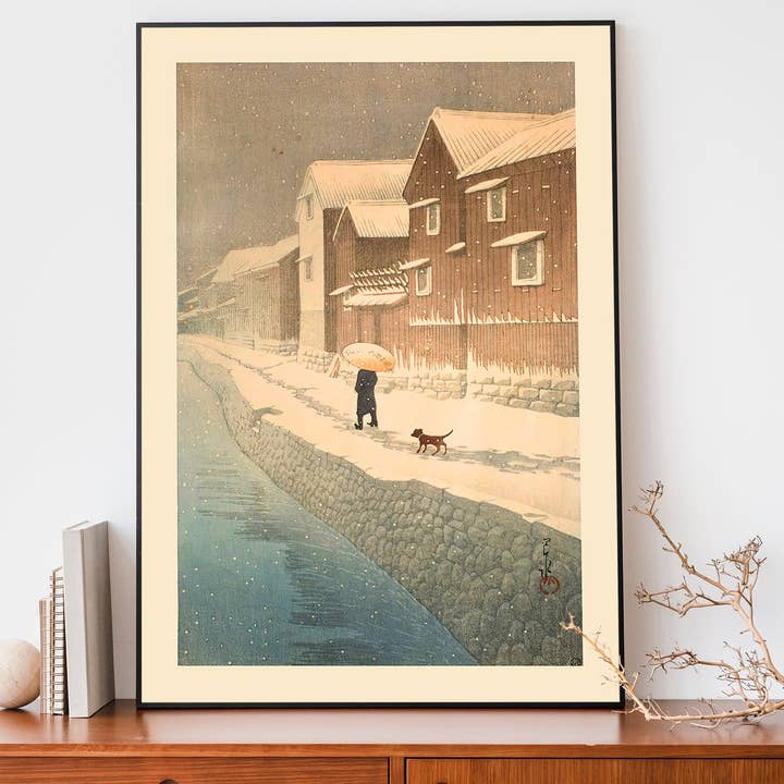 Ink & Drop – wholesale Art print – Shinkawa Riverside, Handa, Bishu Print by Hasui Kawase0