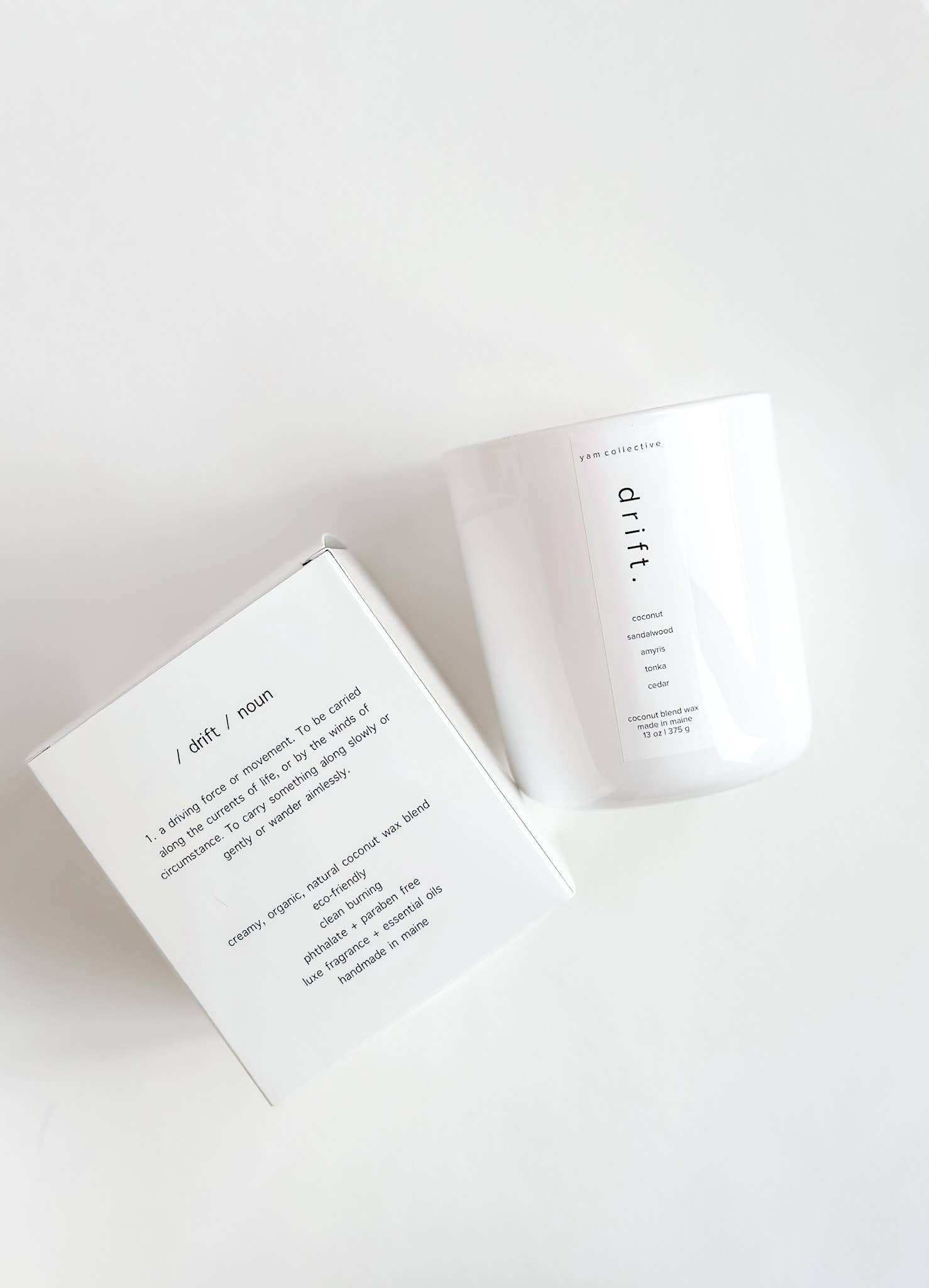 yam collective - Wholesale Jar/Filled Candle - DRIFT(Luxe)-Santal+Coconut Glossy Jar/Cotton Wicks 13oz1