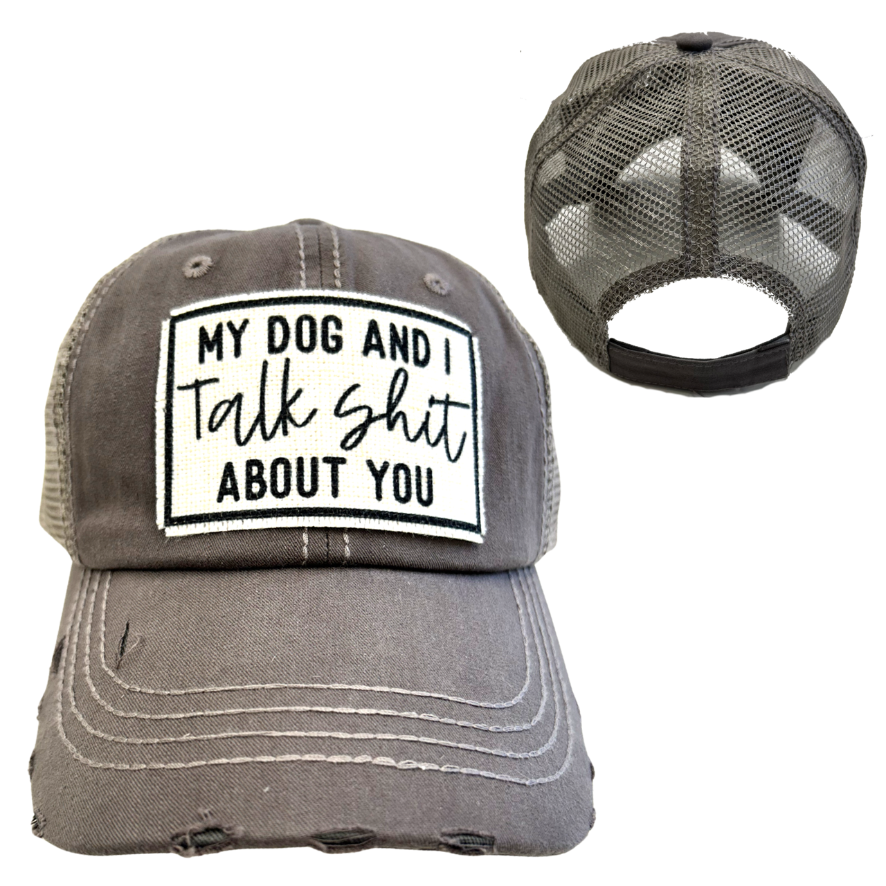 dkhandmade - Vente Casquette de camionneur – unisexe - MY DOG AND I TALK SHIT ABOUT YOU | CHAPEAU UNISEXE | DISTRESSED4