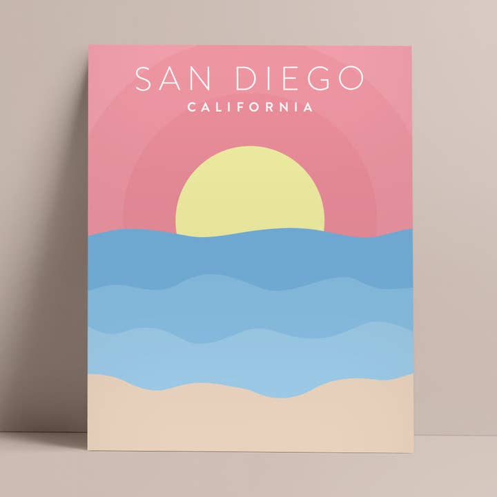 San Diego, Californië minimalistische wandkunst voor wholesale door Backstory Map Co.