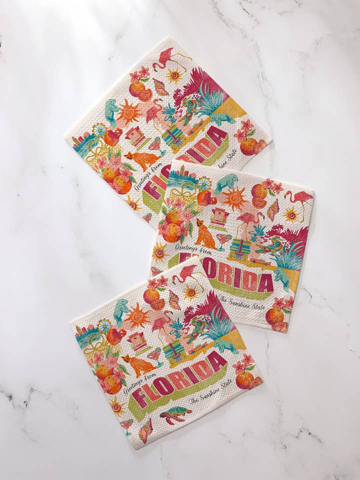 Greetings From Florida Dishcloth Set for wholesale by Geometry