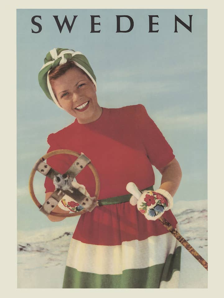 La skieuse, affiche 50 x 70 cm pour la vente par Come to Finland