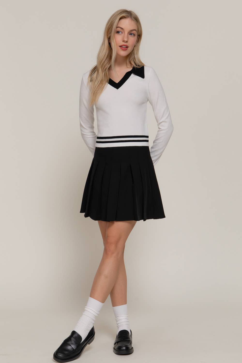 Active Basic | Active USA - Wholesale Knit Sweater - Women's - Long Sleeve Stripe Polo Sweater14