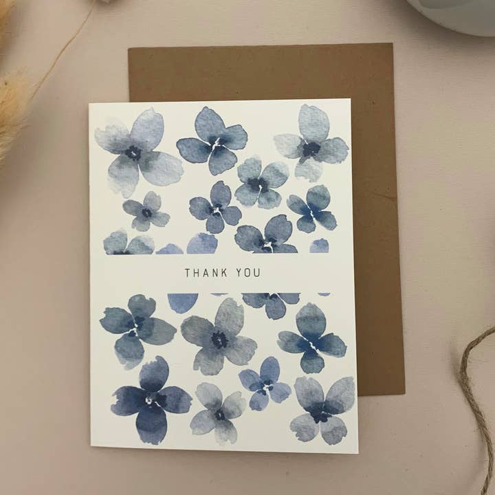 Thank You Blue Card for wholesale by Lavender Blue Prints