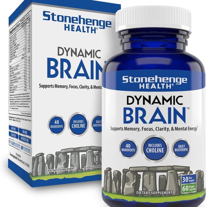 Stonehenge Health Dynamic Brain Supplement – Memory, Focus, & Clarity– Formulated with 40 Unique Nootropic Ingredients: Choline, Phosphatidylserine, Bacopa Monnieri, and Huperzine A for wholesale by Natures Honest