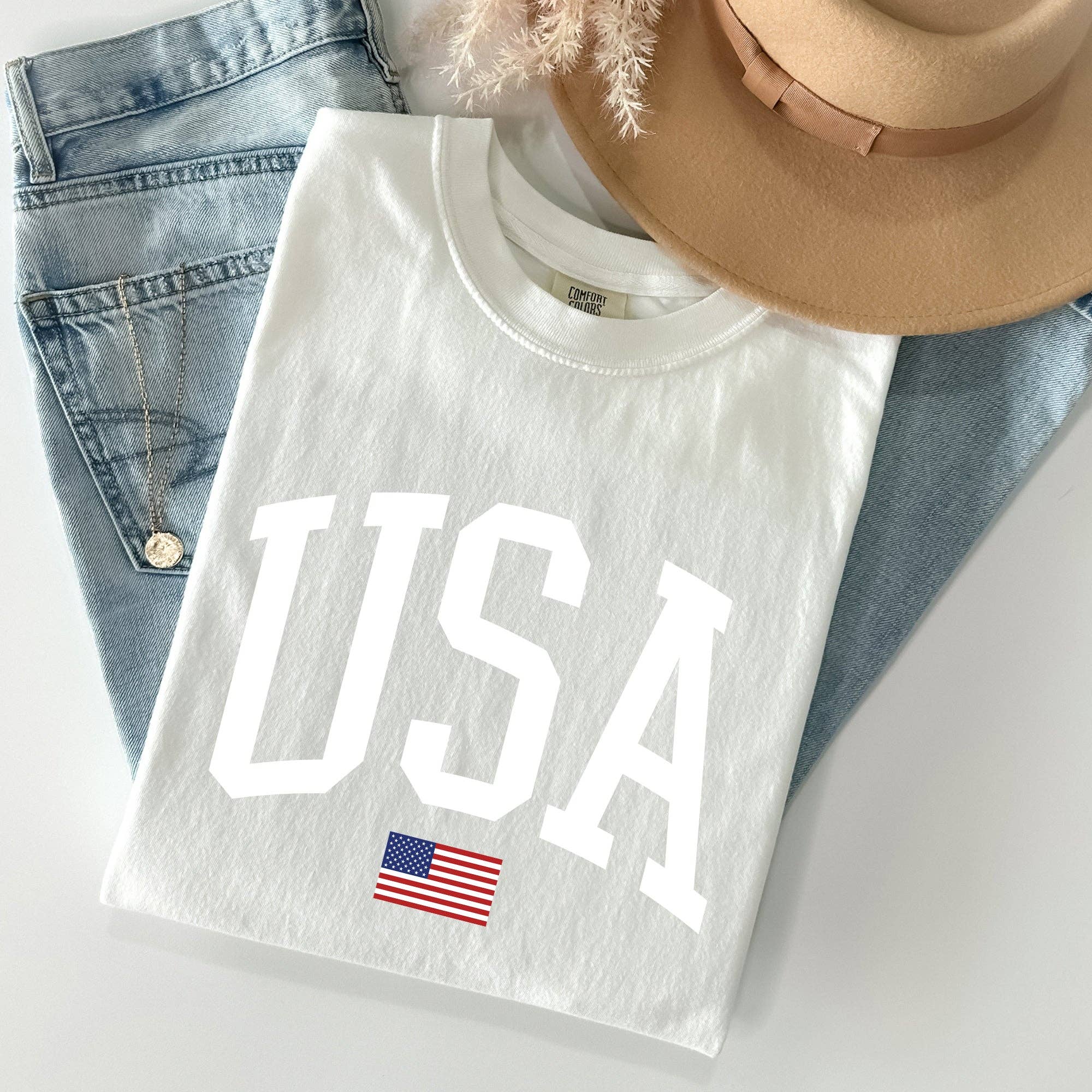 Refinery Number One LLC – wholesale T-shirts med screentryck – Dam – USA Flagga, Amerika, Patriotisk, Vit, 4 juli T-shirt9