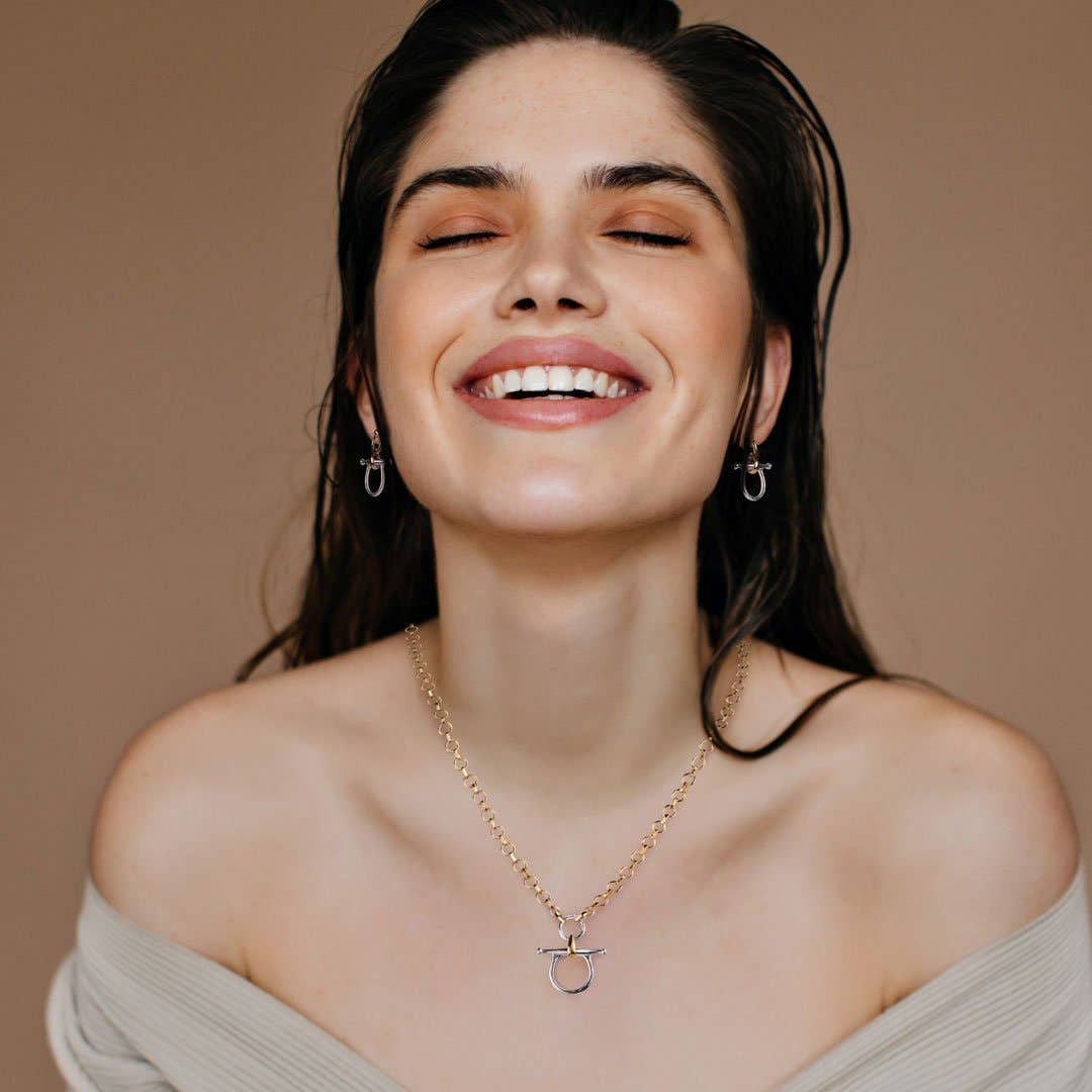 URBAN-EQUESTRIAN - Wholesale Pendant/Charm Necklace - Chelsea - Two Tone Equestrian Horse Bit Necklace1