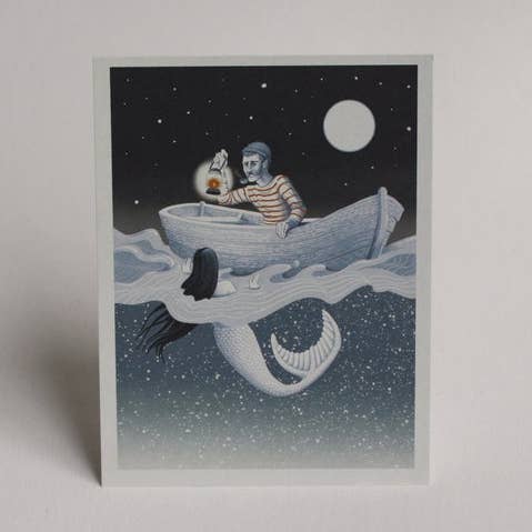 The Sailor And The Mermaid Postcard for wholesale by Jillian Nickell Illustration