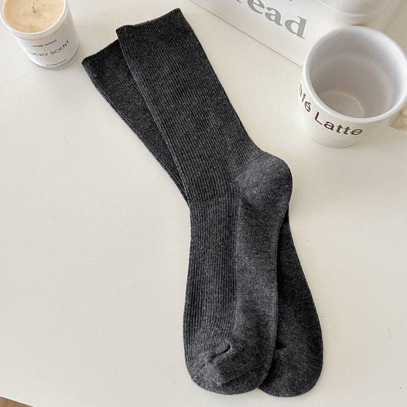 Dipped Shop - Wholesale Socks - Women's - Solid Color Ribbed Simple Socks DP25A4535