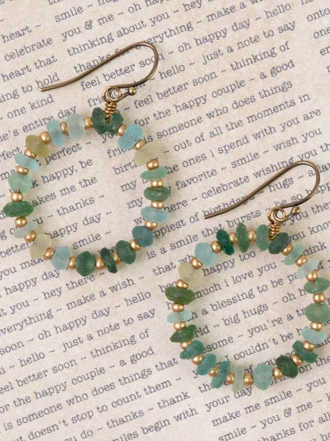 Atlas Roman Glass Hoop Earrings for wholesale by Anne Vaughan Designs Jewelry