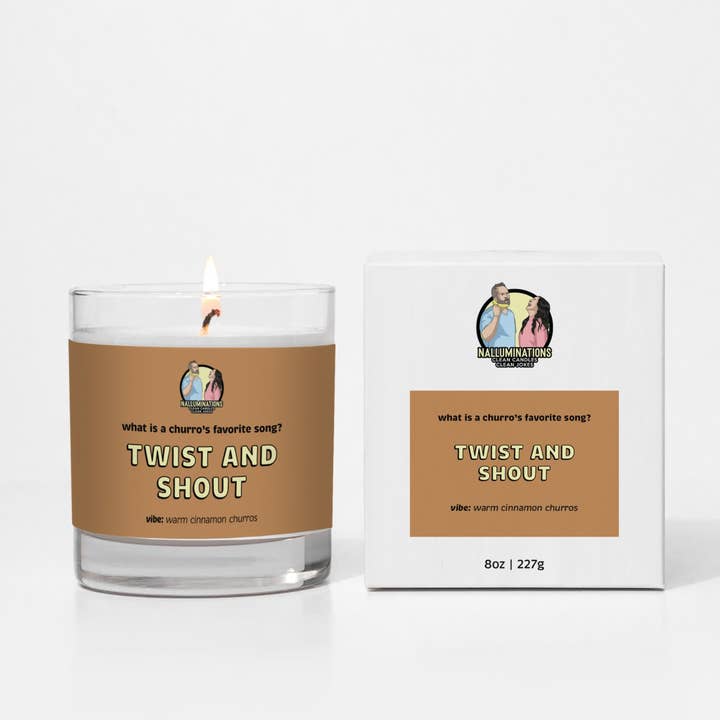 Nalluminations® - Clean Candles, Clean Jokes - Venta al por mayor Velas en tarros - Vela de Churros de Canela - "Twist and Shout"