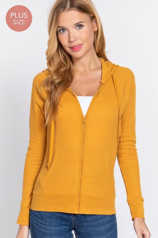 Active Basic | Active USA - Vendita all'ingrosso Felpa con cappuccio - Donna - [TAGLIA FORTE] Giacca Termica con Cappuccio a Maniche Lunghe e Tasca a Marsupio2