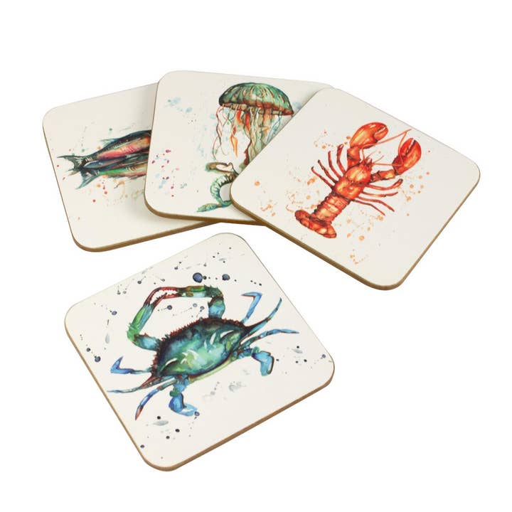 Meg Hawkins Coastal Creatures Coasters, Set of 4 for wholesale by Nauticalia
