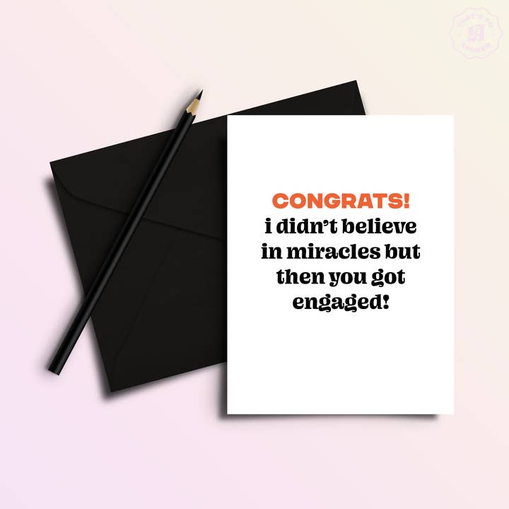 Miracle, tu t'es fiancé(e) | Carte de félicitations de fiançailles amusante pour la vente par That’s So Andrew