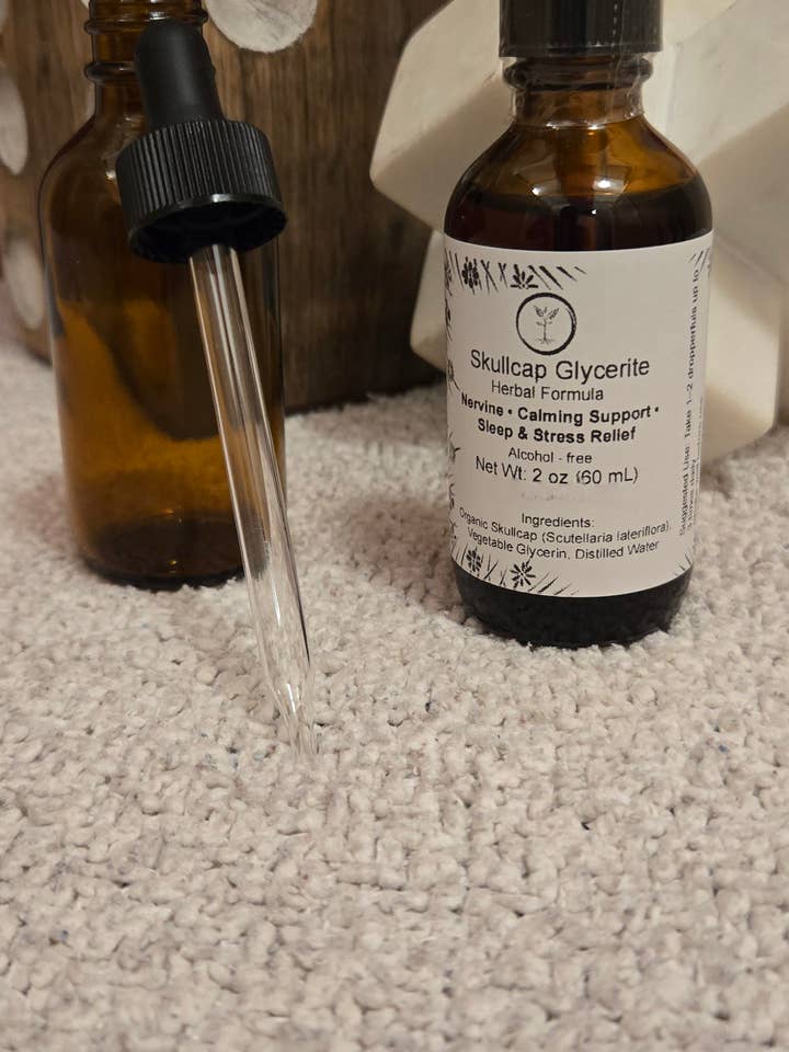 Skullcap Tincture/Glycerite Herbal Formula for wholesale by Radiant Roots Herbs and Wellness