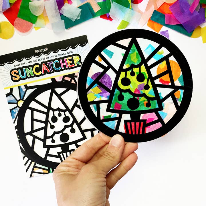 Holiday Tree Suncatcher Kit for wholesale by Punch of Color