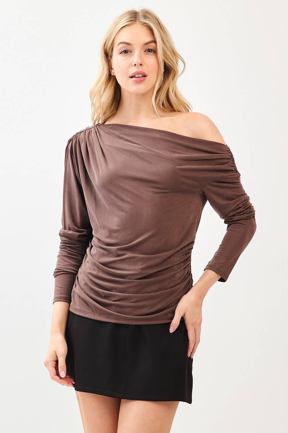 mittoshop - Wholesale Knit Top - Women's - ONE SHOULDER LONG SLEEVE DRAPE BRUSHED KNIT TOP15
