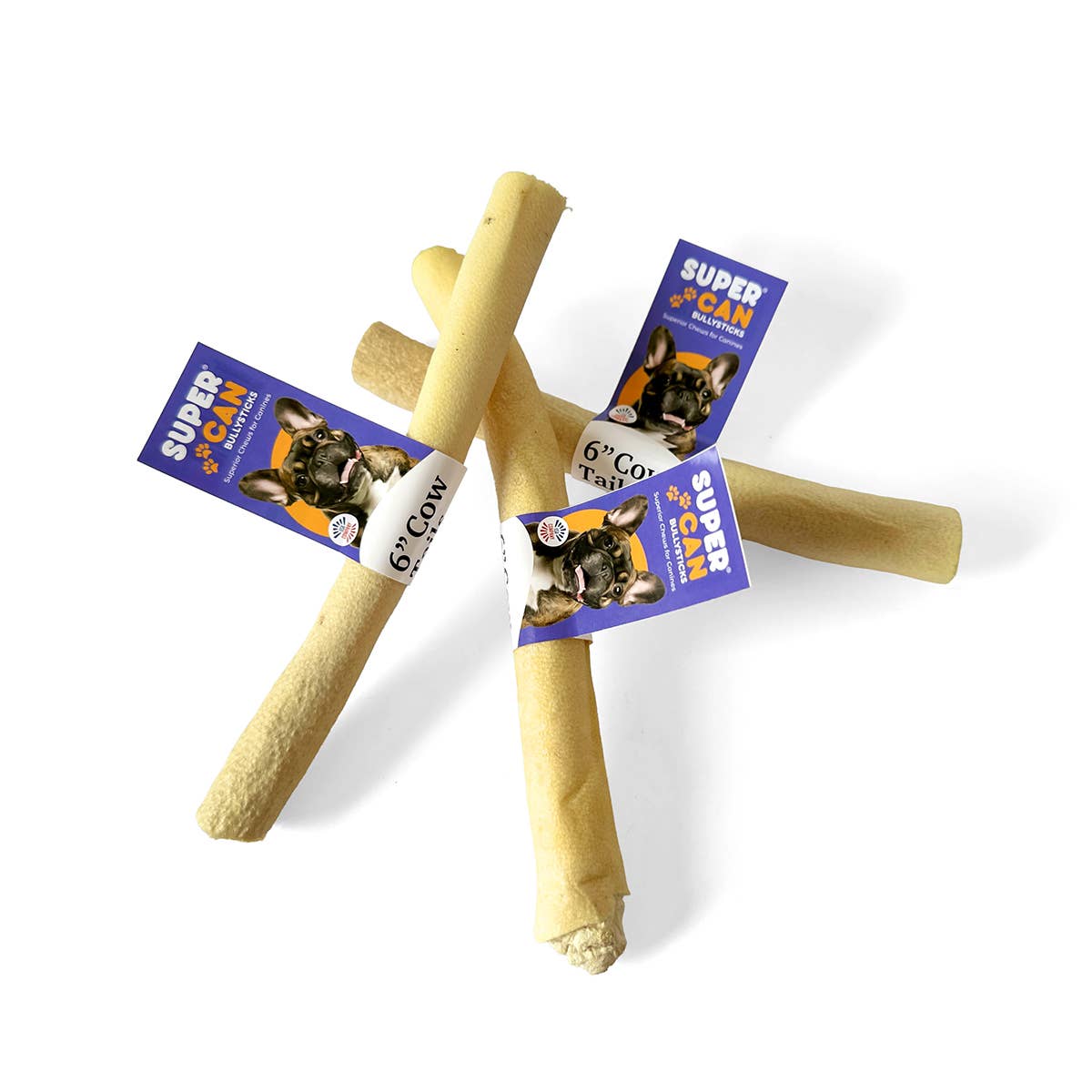 SuperCan Bully Sticks - Wholesale Pet Treats - Dog - 6" Cow Tails1