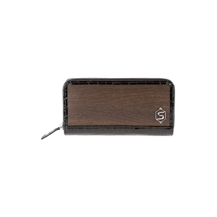 SEBASTIANSTURM - Venta al por mayor Cartera - Mujer - Cartera Lucy - Hecho de madera auténtica de roble ahumado y charol con aspecto de cocodrilo