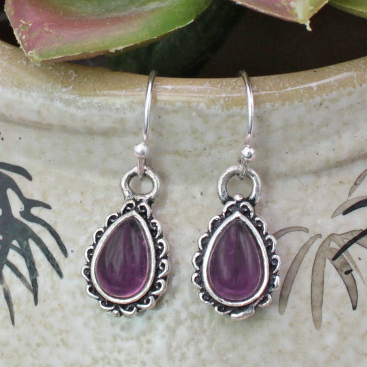 Gemstone Classics Silver Teardrop Stone Earrings for wholesale by ZAD