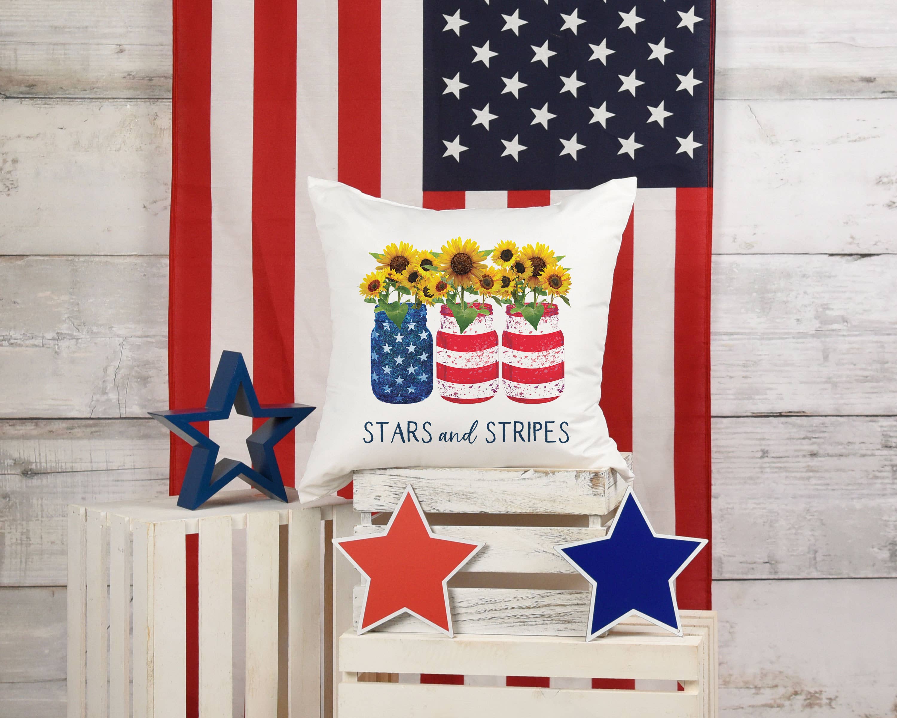 Canary Road - Wholesale Throw/Decorative Pillow - Stars and Stripes Throw Pillow, 4th of July Decor, Patriotic1