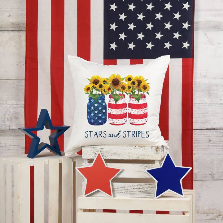 Canary Road - Wholesale Throw/Decorative Pillow - Stars and Stripes Throw Pillow, 4th of July Decor, Patriotic1