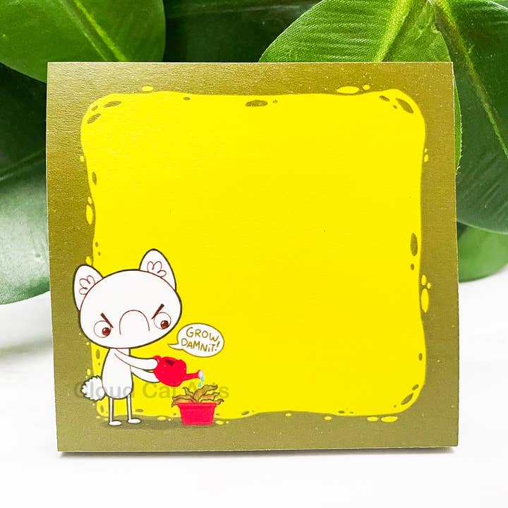 Grow Damnit! - Funny Garden Plant Humor- Sticky Notepad for wholesale by Cloud Cat Arts