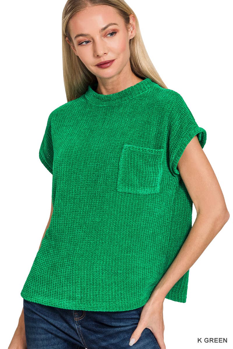 42POPS - Wholesale Pullover-trui - Dames - ._ 0930 Chenille Wafel Korte Mouw Trui SI-2691613