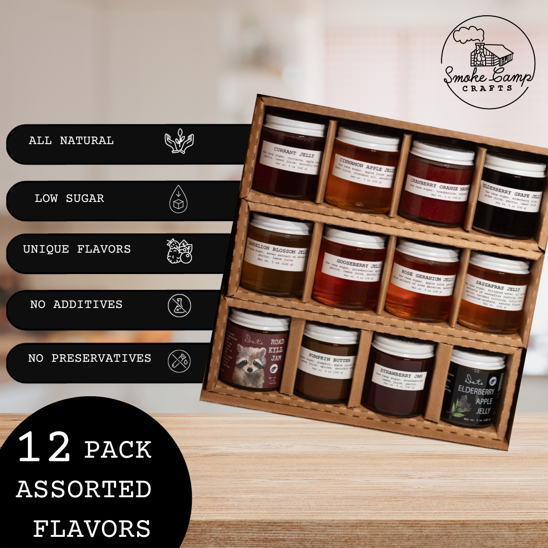 Smoke Camp Crafts - Wholesale Jam/Jelly - Jam and Jelly Gift Set - 12-pack, Twelve 5-oz Jars (142 g)1